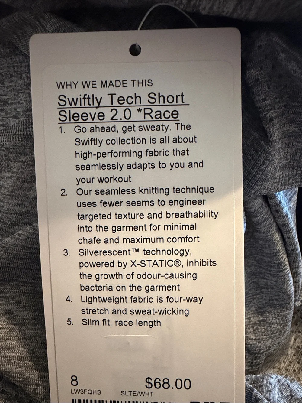 lululemon athletica Swiftly Tech Short Sleeve 2.0 in Heather Gray